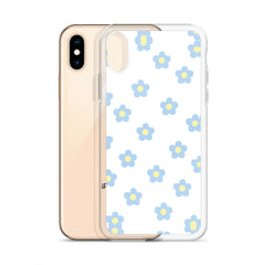 Blue Retro Floral Clear Case