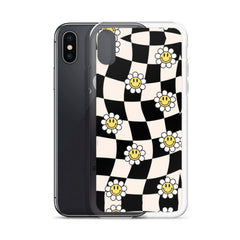 Checkered Smiling Daisies Clear Case