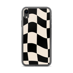 Beige Checkered Clear Case