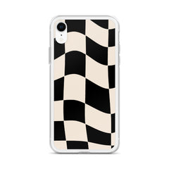 Beige Checkered Clear Case