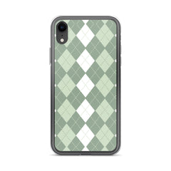 Green Argyle Clear Case