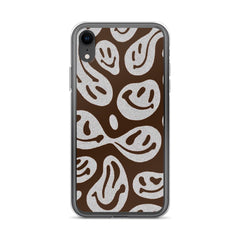 Brown Crazy Smiley Clear Case