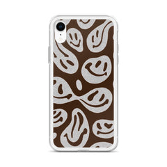 Brown Crazy Smiley Clear Case