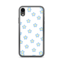 Blue Retro Floral Clear Case