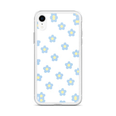 Blue Retro Floral Clear Case