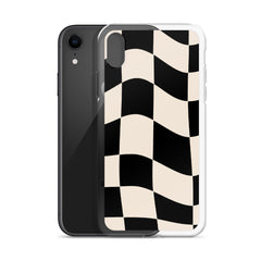 Beige Checkered Clear Case