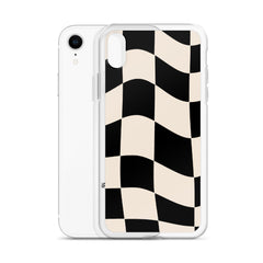 Beige Checkered Clear Case