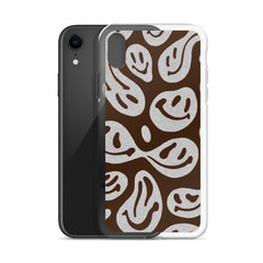 Brown Crazy Smiley Clear Case