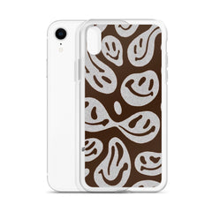 Brown Crazy Smiley Clear Case