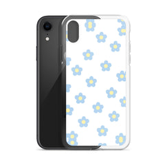 Blue Retro Floral Clear Case