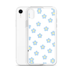 Blue Retro Floral Clear Case