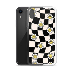 Checkered Smiling Daisies Clear Case